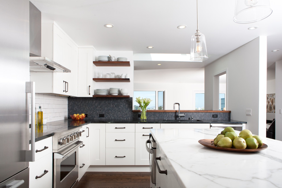 All White Midcentury Kitchen Design