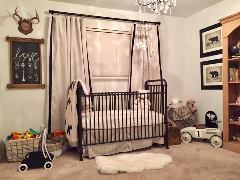 Iron Crib in Rustic Kids Bedroom
