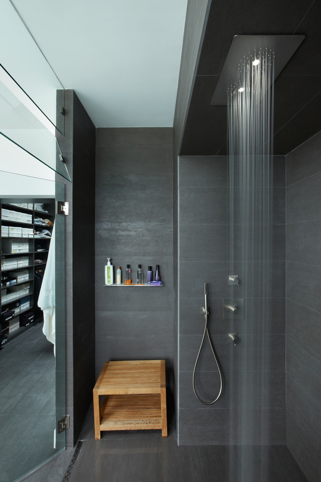 Modern Bathroom Design With Gray Tile
