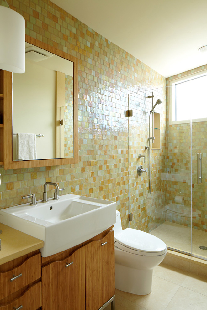 Modern Bathroom Design With Multicolored Tile