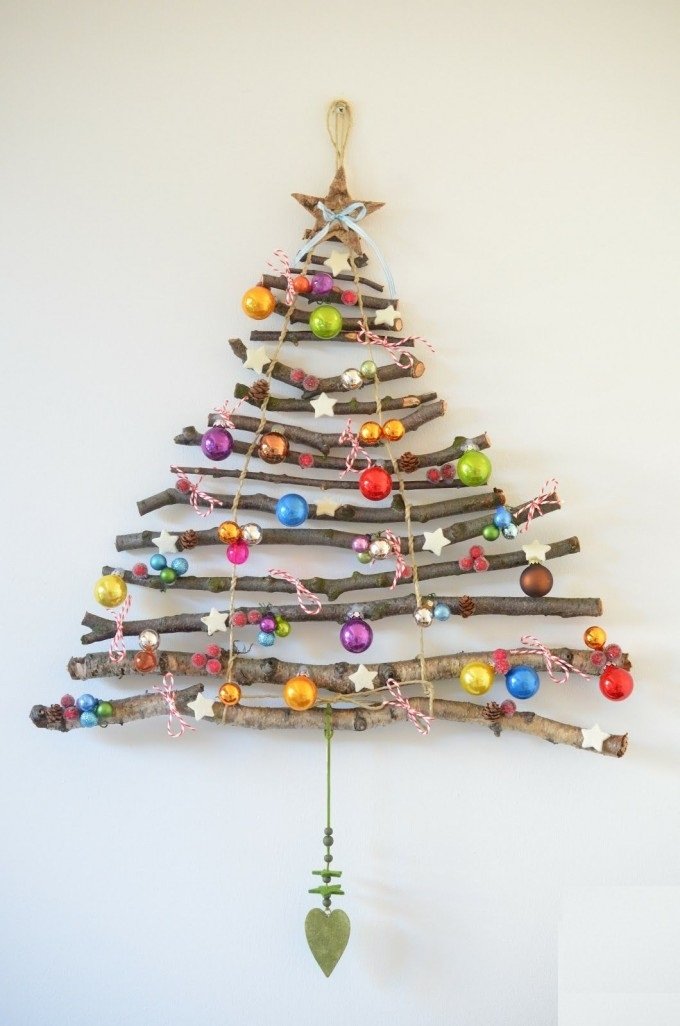 DIY Hanging Stick Christmas Tree