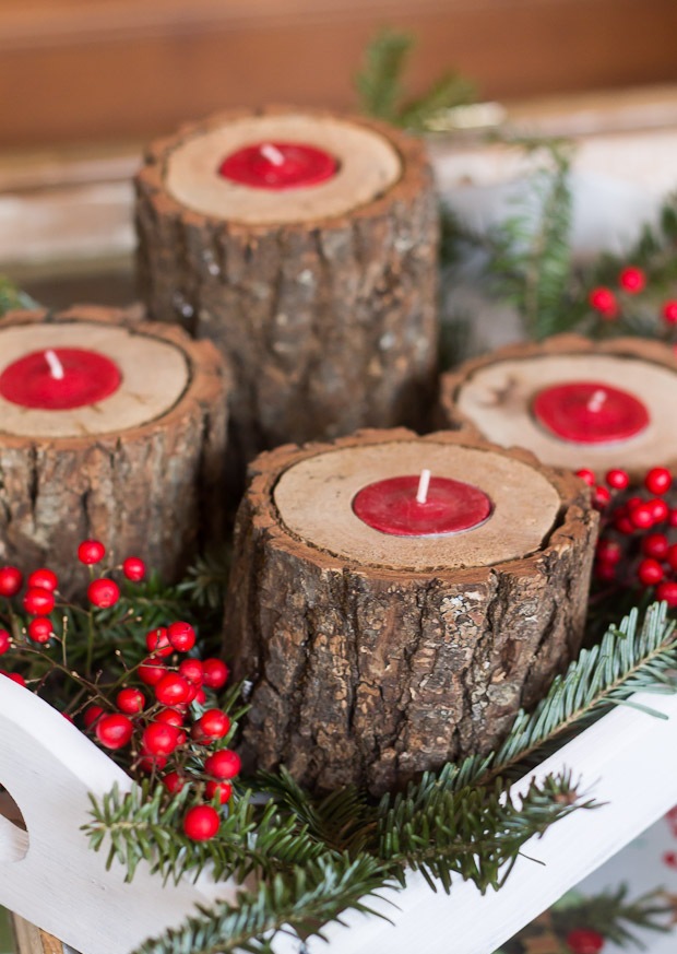 Rustic Wood Light Candle Decoration