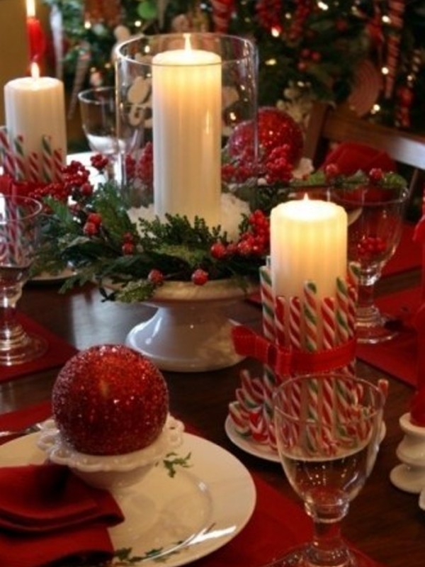Candy Cane Christmas Table Centerpiece