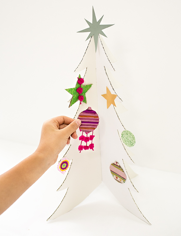 Colorful Cardboard Christmas Trees And DIY Ornaments