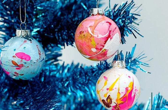 DIY Paint Splatter Christmas Ornaments