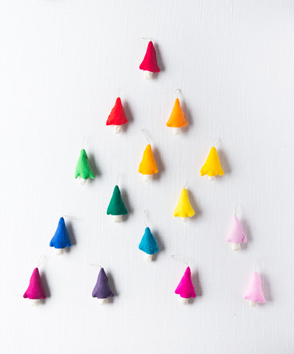 DIY Rainbow Felt Tree Ornaments