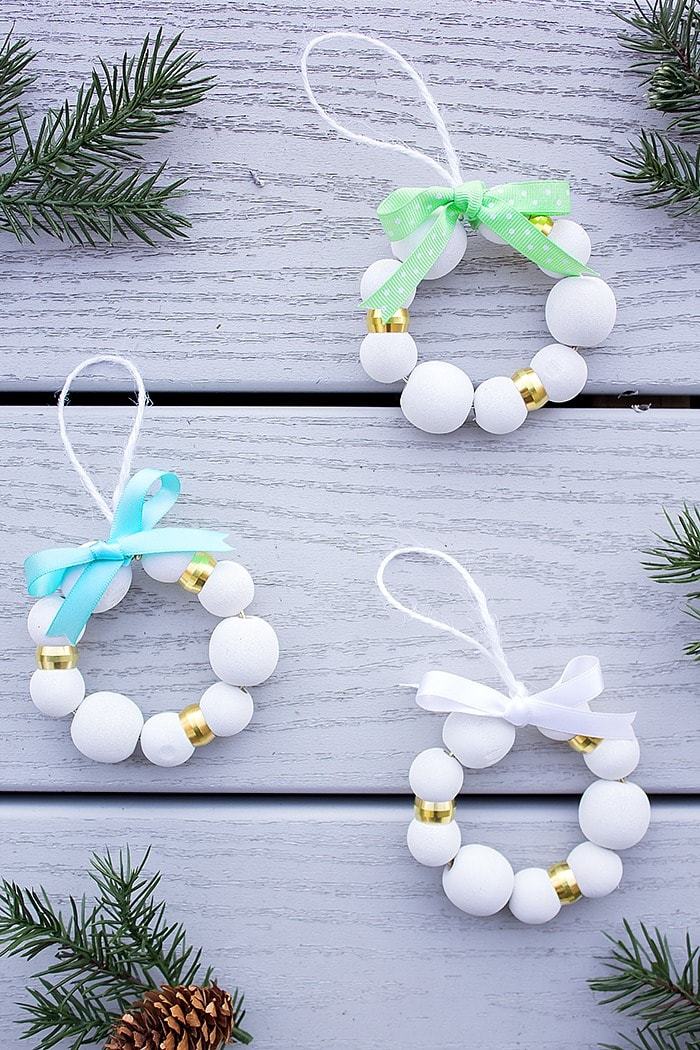 DIY Wood Bead Christmas Ornaments