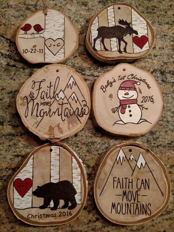 DIY Wood Slice Christmas Ornaments