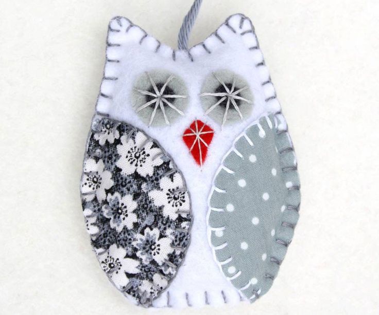 Grey and White Owl Christmas Ornament