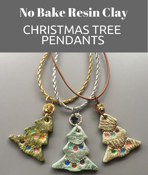 Rustic Christmas Tree Resin Clay Pendants