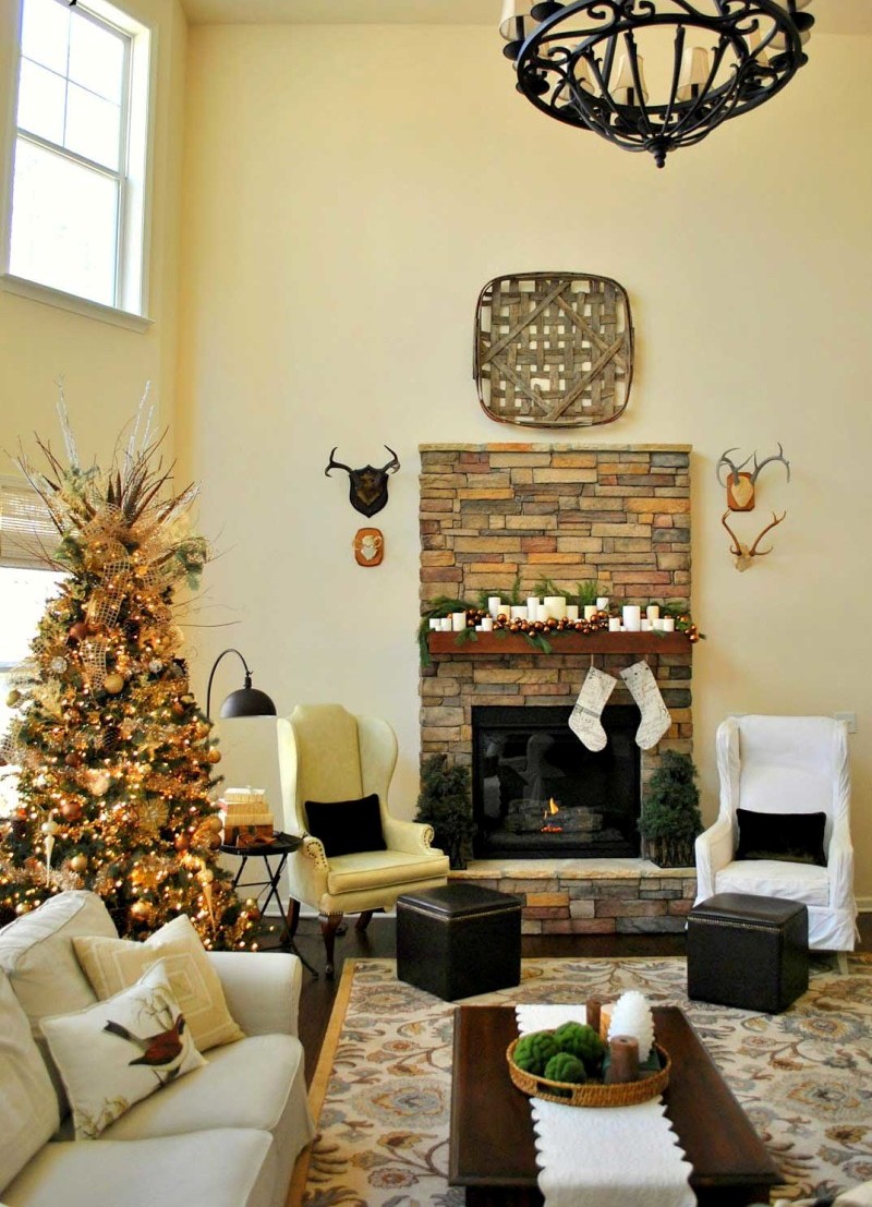 Rustic Christmas Living Room Decorating Ideas