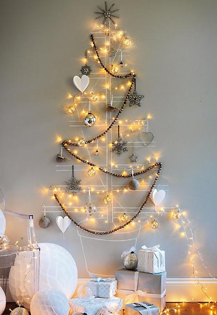 Wall Christmas Trees with Lights