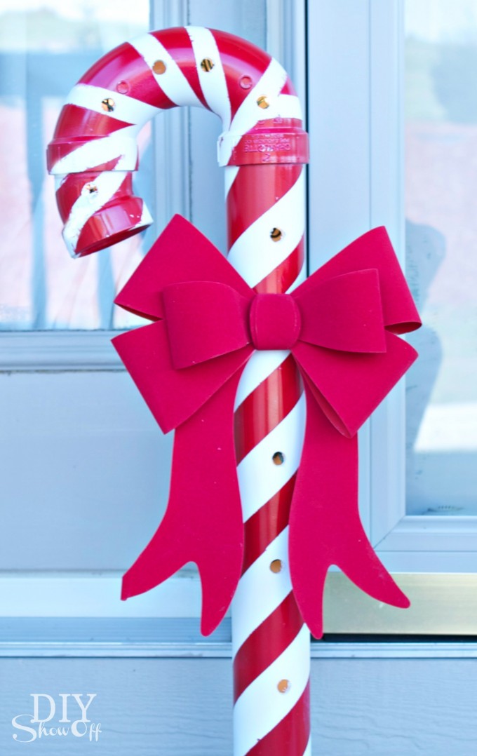 DIY Lighted PVC Pipe Candy Canes Thewowdecor