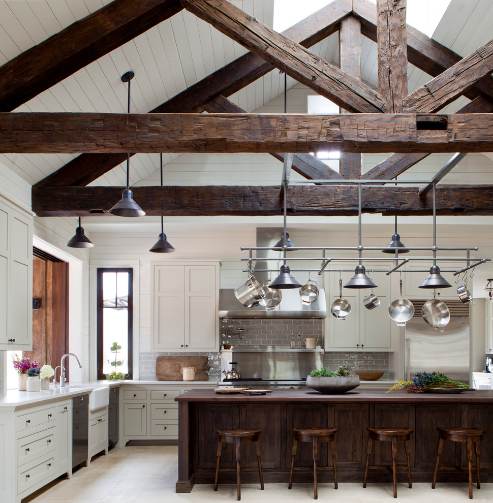 Large U-shaped Farmhouse Kitchen