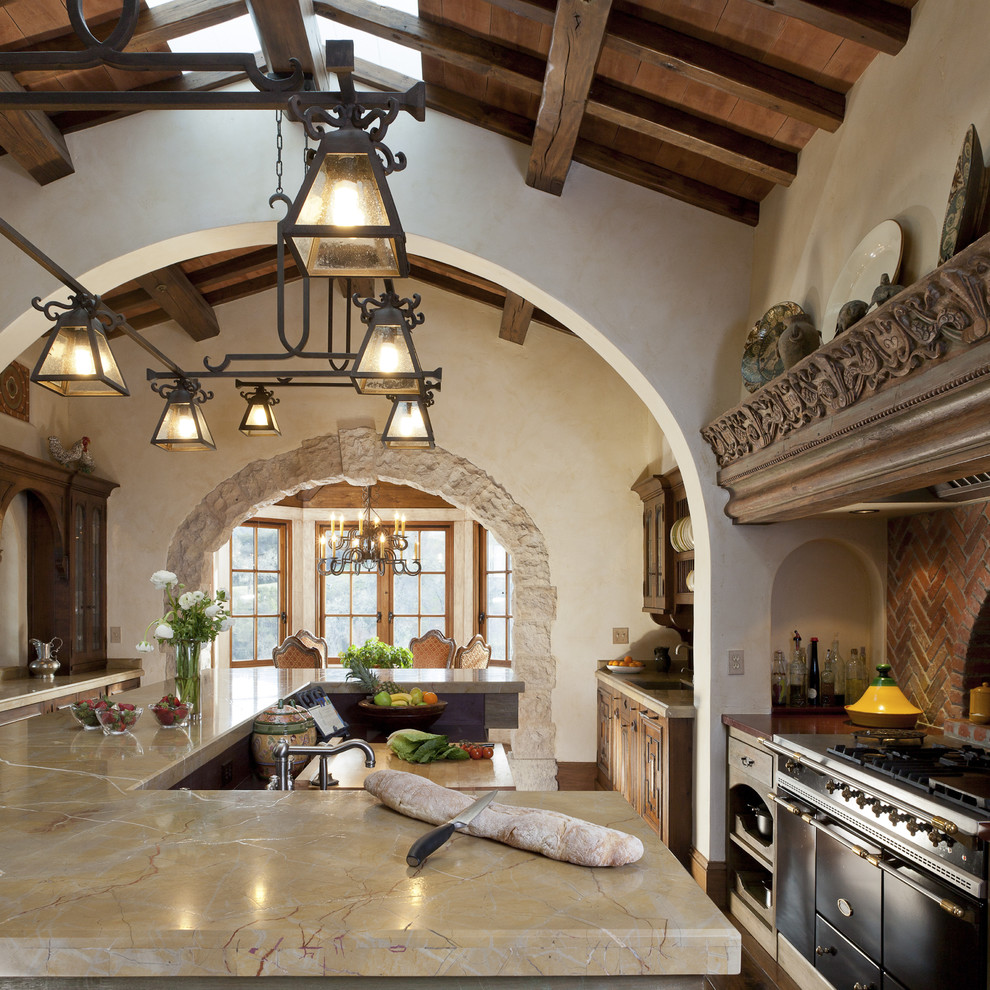 Mediterranean Kitchen With Large Island