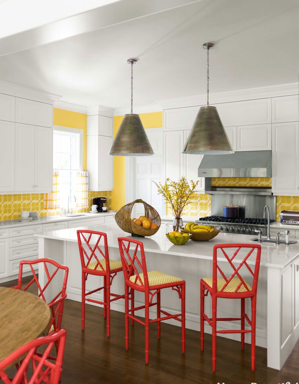 Modern Kitchen With Bamboo Chippendale Chairs