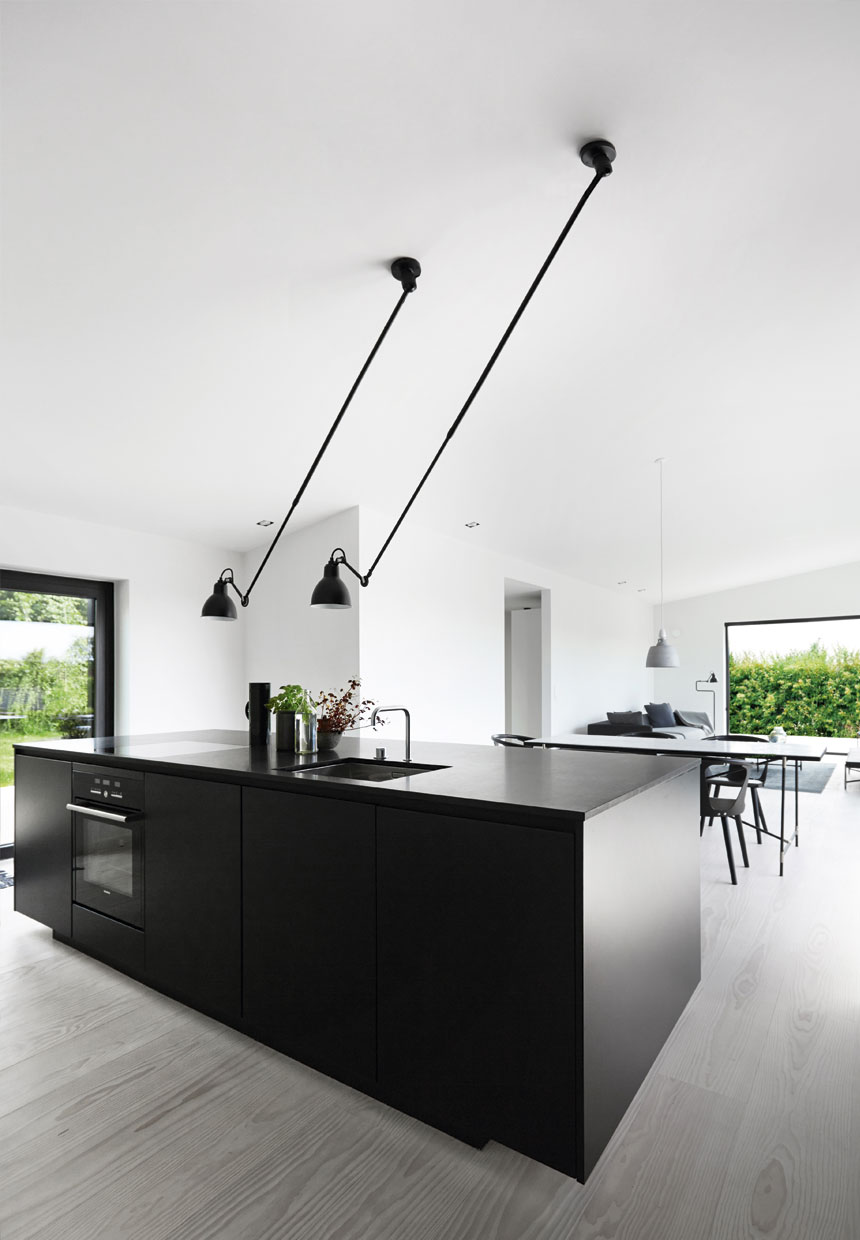 Open Concept Eat In Kitchen With Ceiling Light