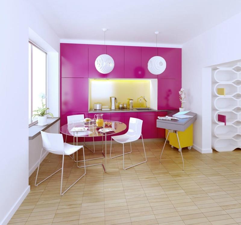 Pink and Yellow Kitchen