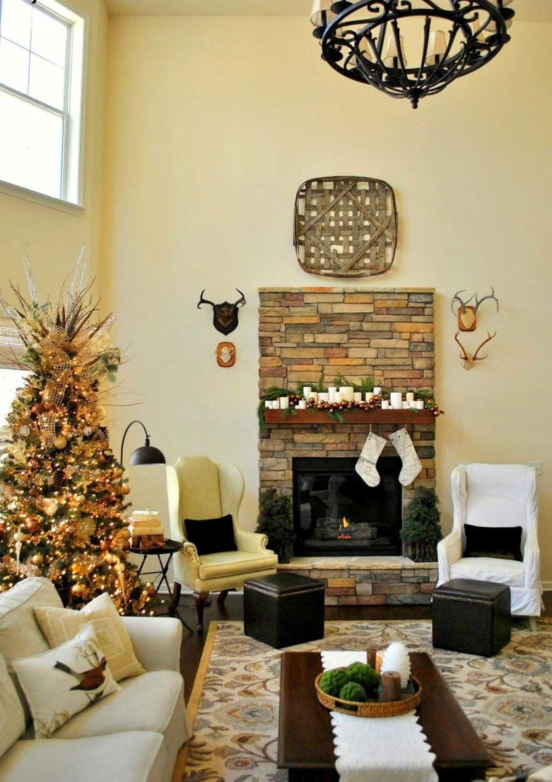 Rustic Christmas Living Room Decorating Ideas