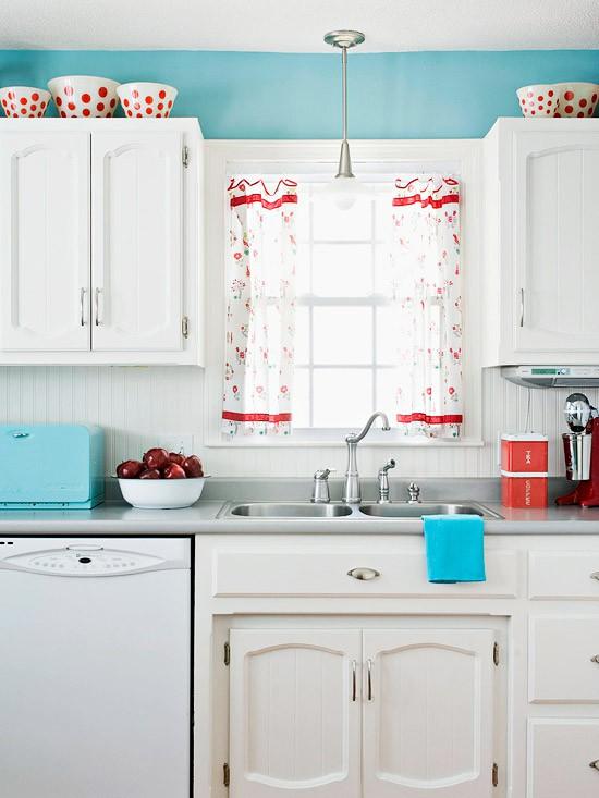 White and Blue Country Kitchen