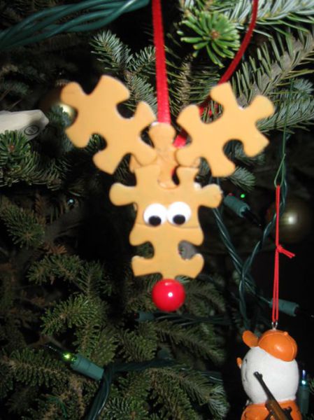 Reindeer Ornament with Puzzle Pieces