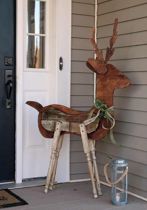 Wood Outdoor Reindeer Christmas Decorations