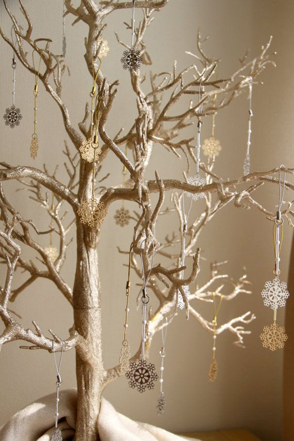 Snowflake Gold Silver Christmas Tree Ornaments