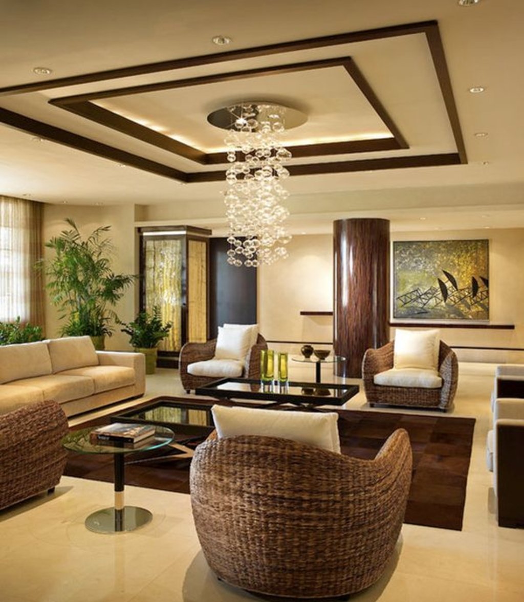 Living Room With Intricate Ceiling Thewowdecor