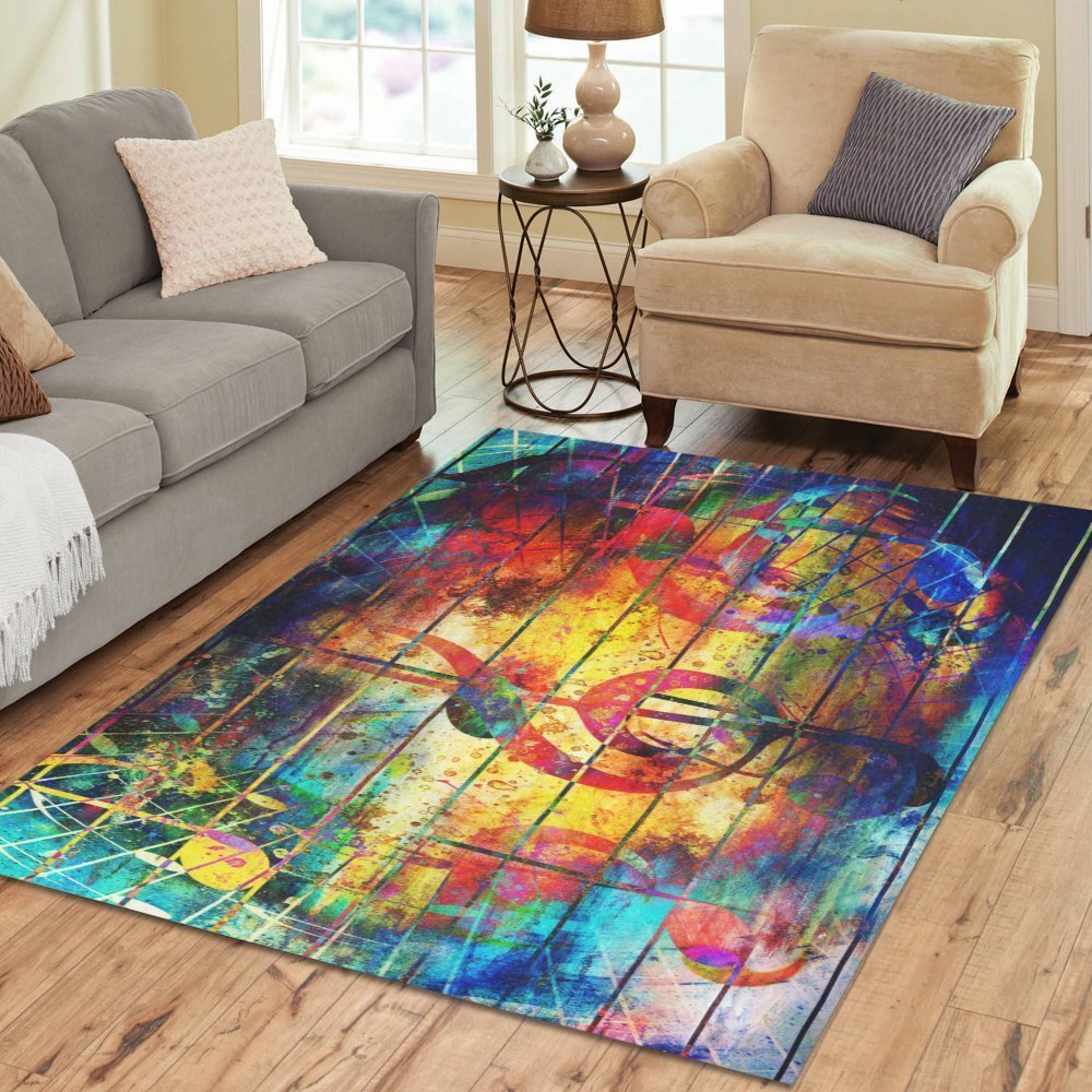 Abstract Colorful Music Note Rug Thewowdecor