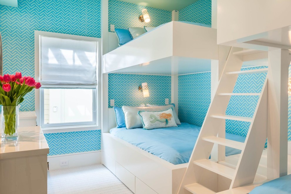 Beach Style GIrls Bedroom Four Bunk Beds Thewowdecor