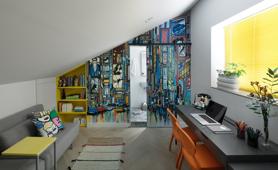 Colorful Modern Attic Home Office Thewowdecor