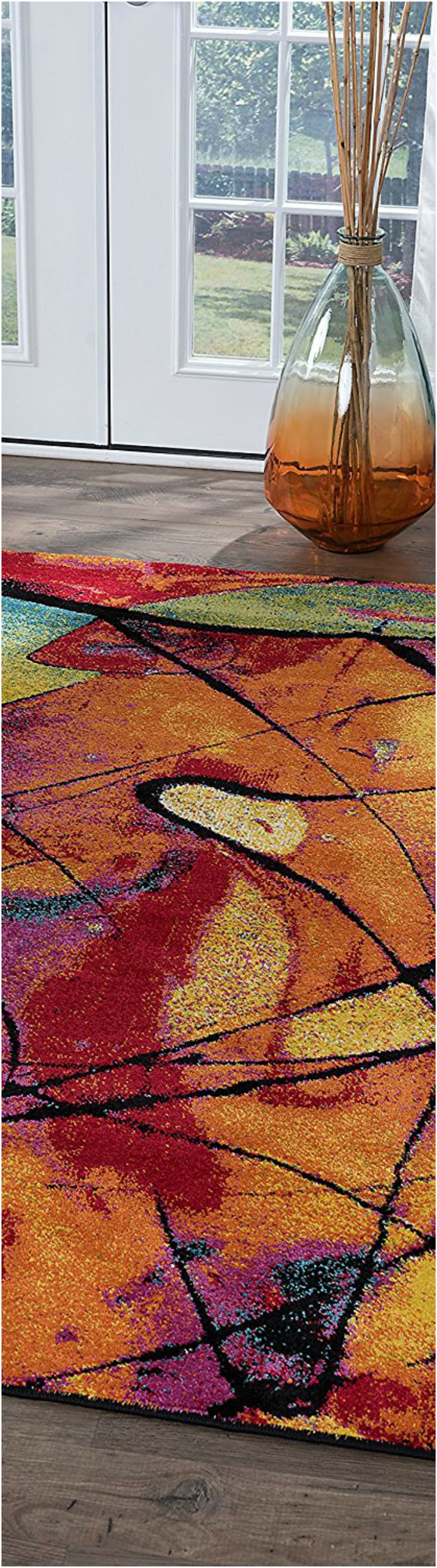 Contemporary Abstract Multi-Color Rectangle Rug Thewowdecor