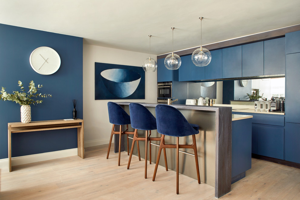 Contemporary Blue Paint Kitchen Cabinets Thewowdecor