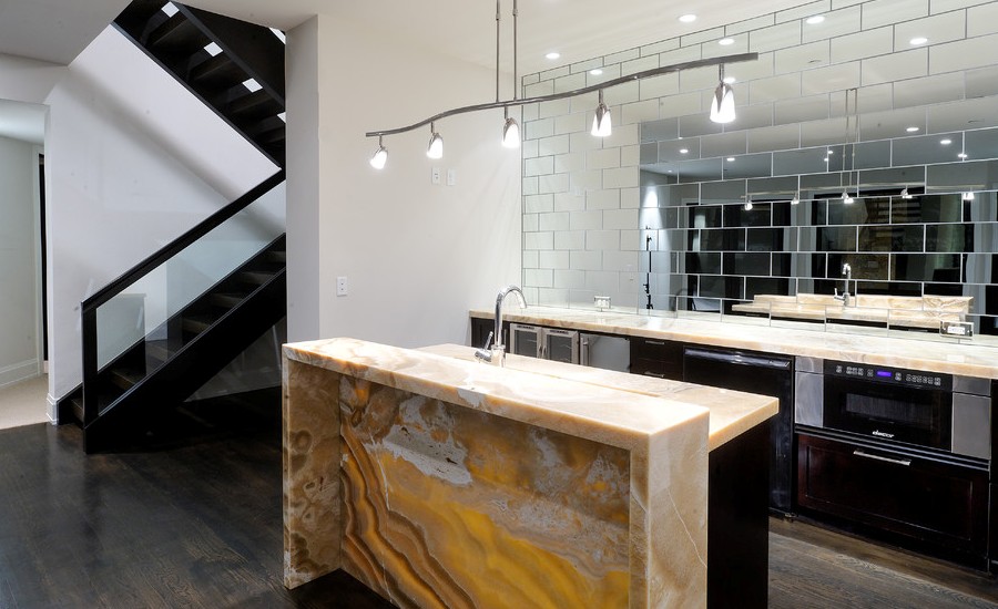 Contemporary kitchen With Onyx Countertops