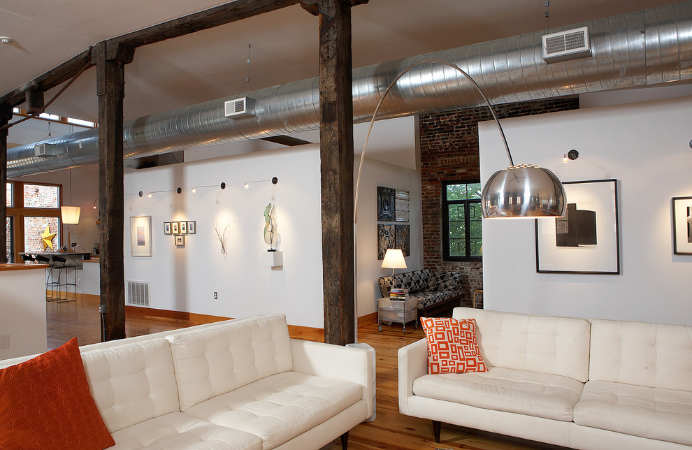 Living Room with Library in background