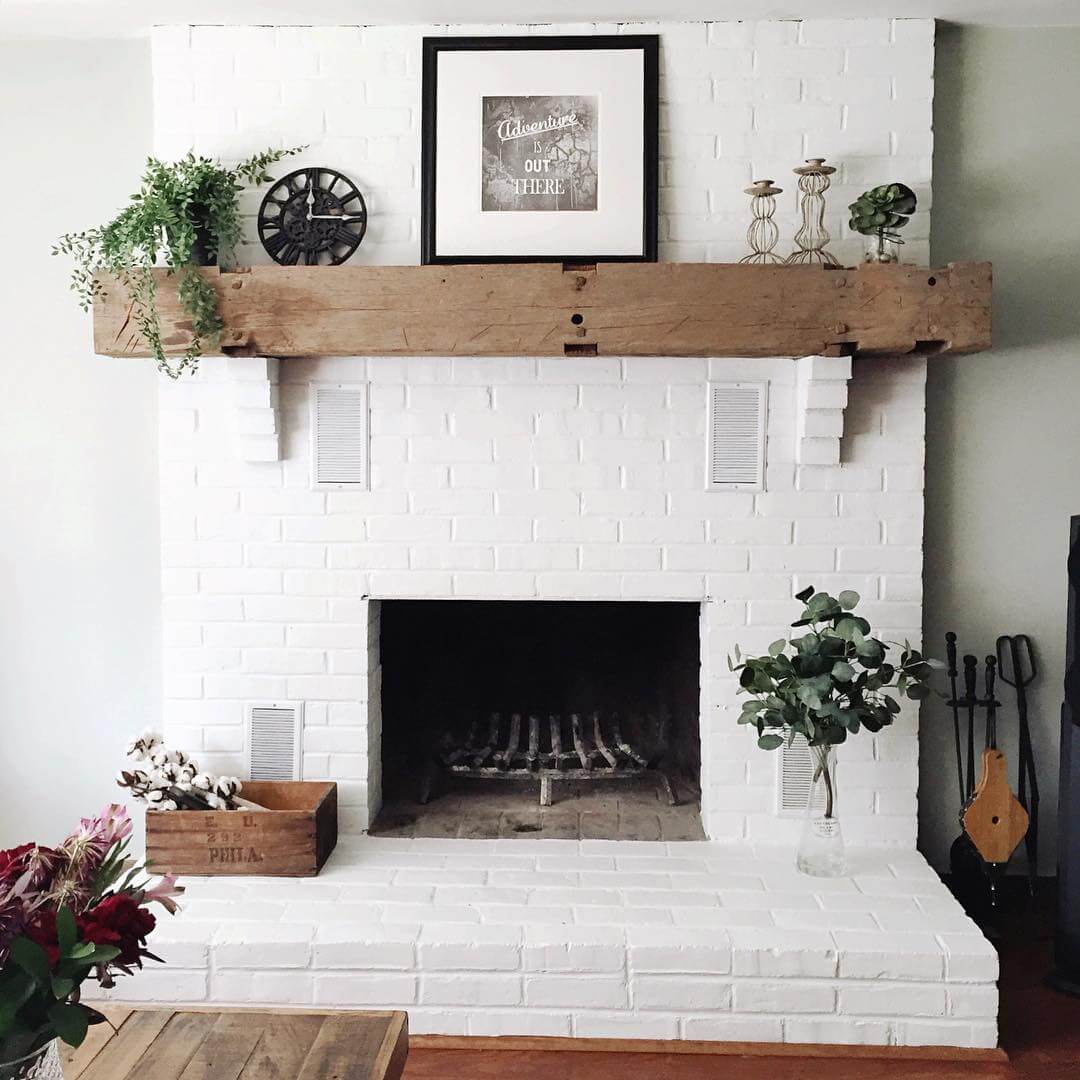 Recycled Timber Mantle and White Brick