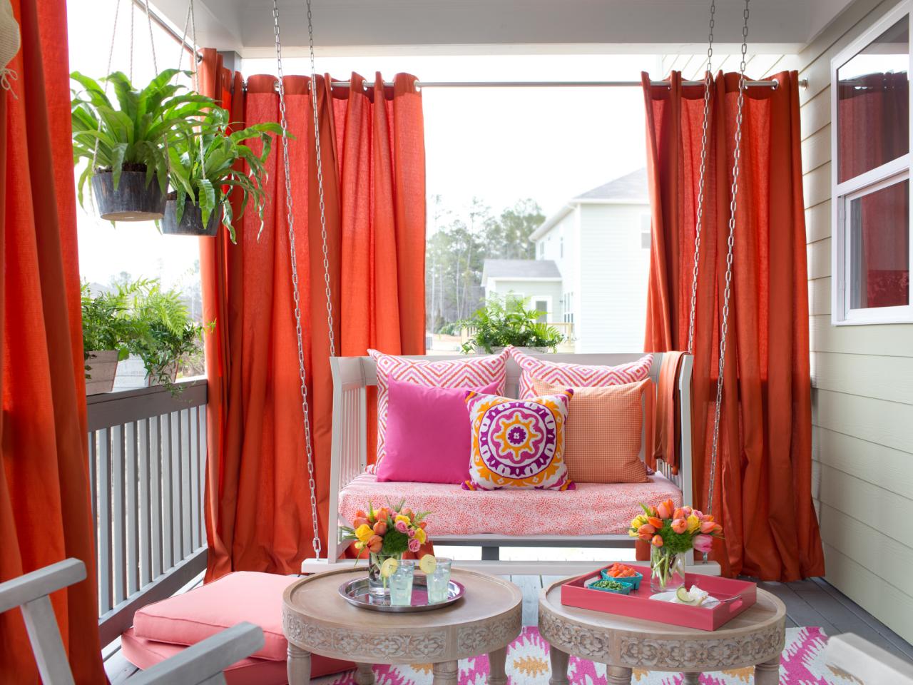 Install outdoor curtains