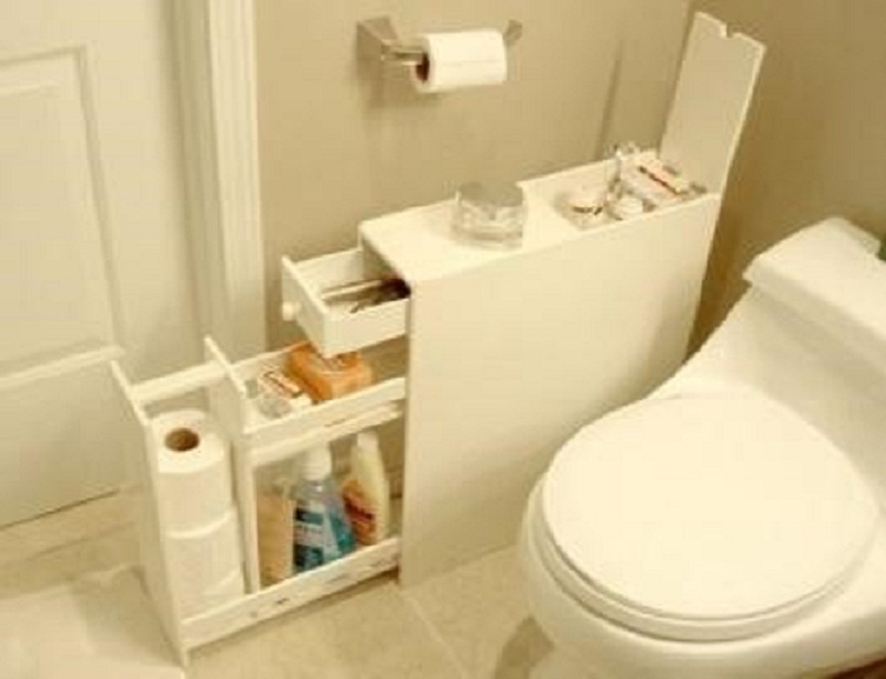 Put narrow cabinet in bathroom
