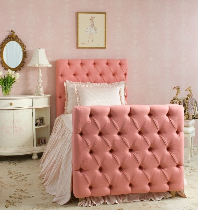Toddler Bed with Soft Tufted Headboard