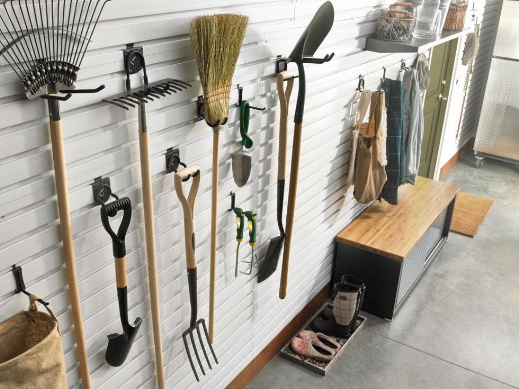 Shelf Brackets with Hooks for Hanging Tools