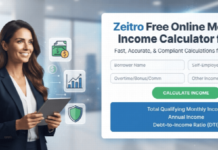 Zeitro Free Online Mortgage Income Calculator for LOs